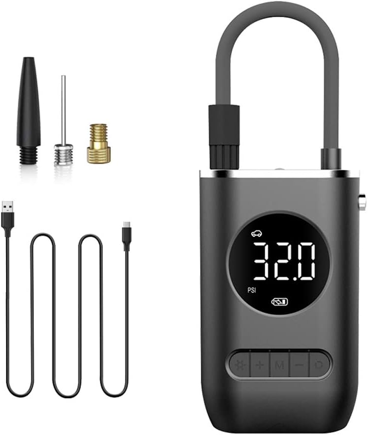 Compressor de ar portátil com inflador de pneu com bateria recarregável - Não fique mais no prego!!