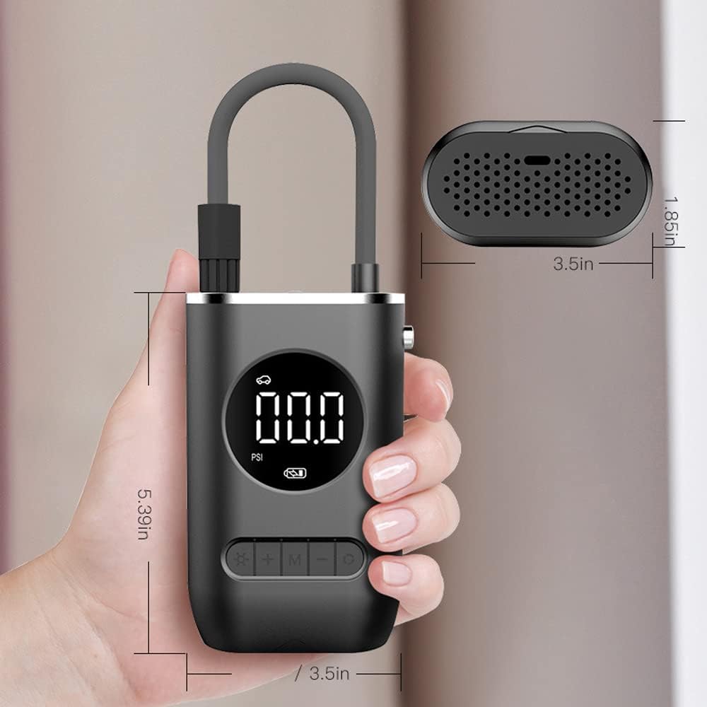 Compressor de ar portátil com inflador de pneu com bateria recarregável - Não fique mais no prego!!