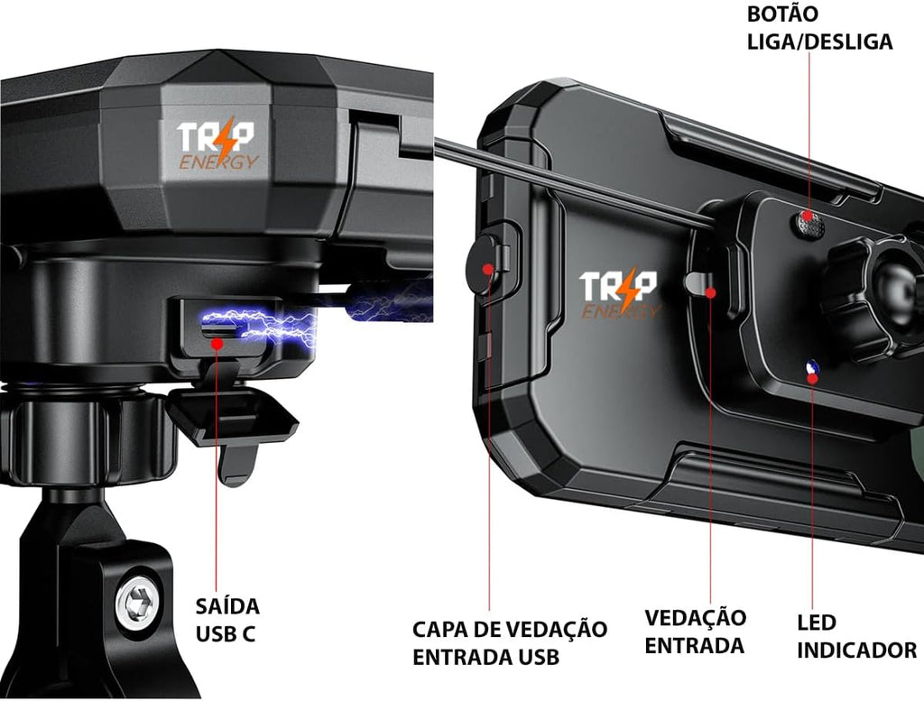 Suporte Celular Impermeável Carregamento Turbo
