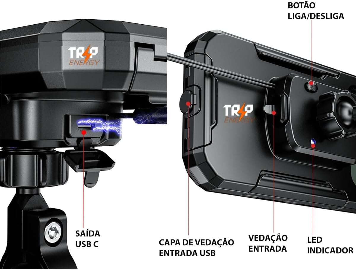 Suporte Celular Impermeável Carregamento Turbo