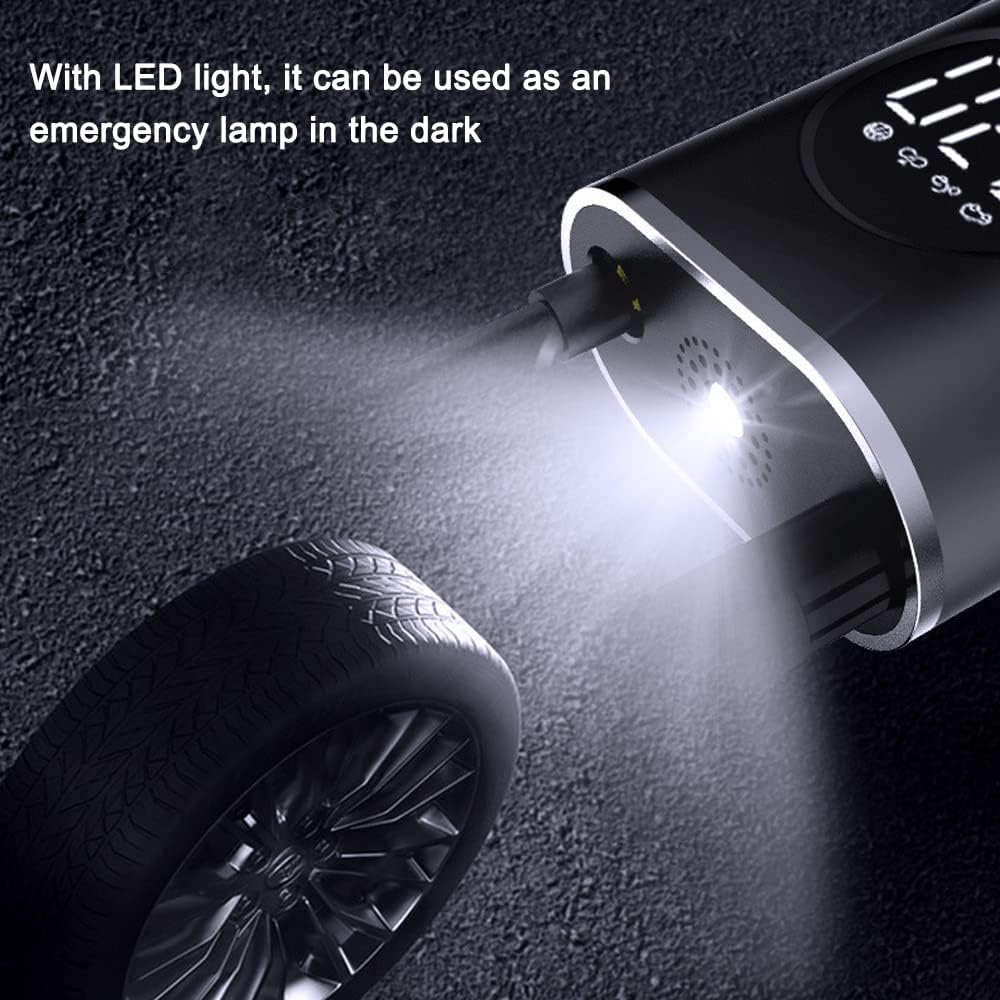 Compressor de ar portátil com inflador de pneu com bateria recarregável - Não fique mais no prego!!