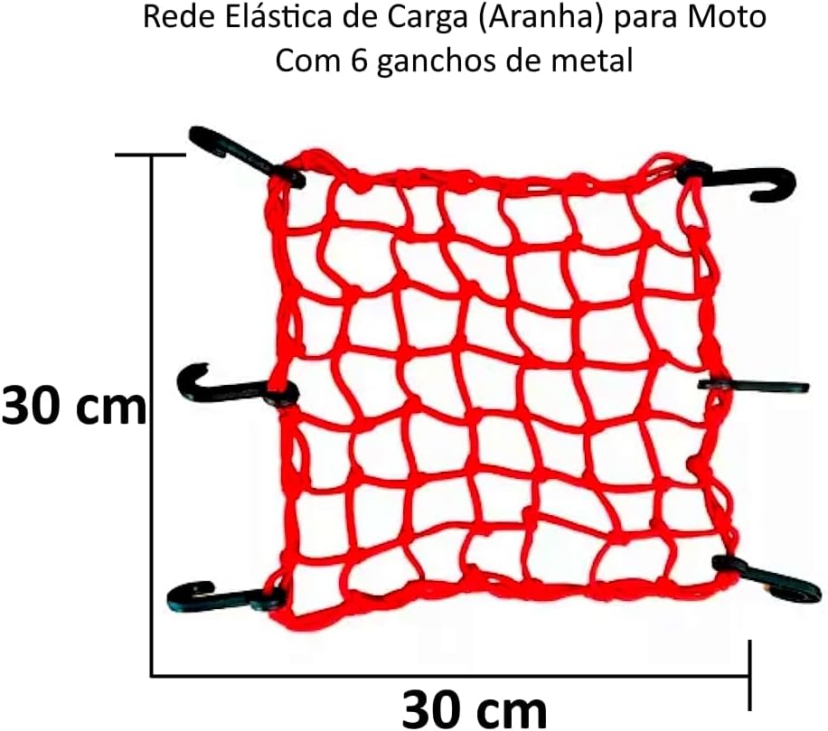 Rede Elástica Aranha P/Moto 30 X 30 cm Cores Diversas